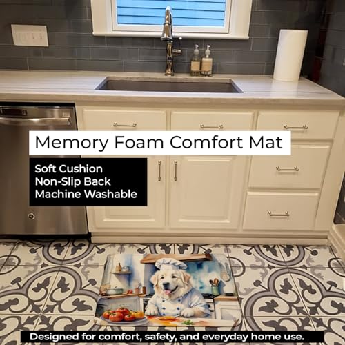 Caroline's Treasures Great Pyrenees The Chef Memory Foam Kitchen Mat Machine Washable Anti-Fatigue Mat Cushion Comfort Bath Mat or Kitchen Rug - color: Great Pyrenees 6261