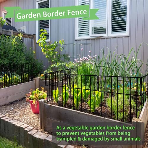 Thrivinest Animal Barrier Fence, 20 Pack No Dig Decorative Fences, 17in(H) x20ft(L) Rustproof Metal Wire Small Garden Fence Border for Dogs Rabbits - color: Black, size: 20 Pack,20Ft