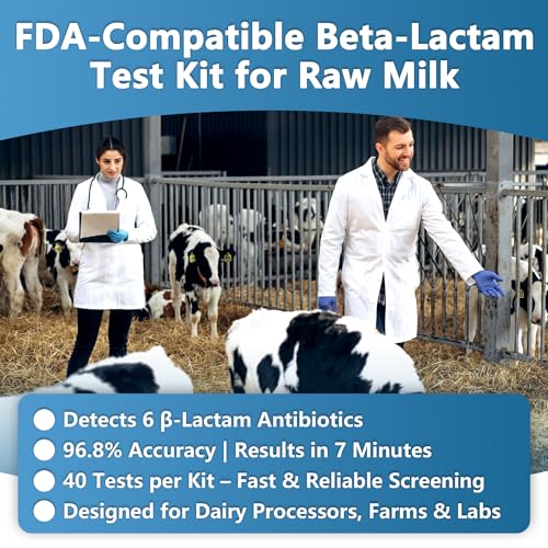 Raw Milk Antibiotic Residue Test Kit – β-Lactam Screening, 5-Minute Results, Test Kit for Dairy Quality Control 12Tests/Kit