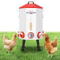 70lbs - 80lbs Large Automatic Chicken Feeder, Adjustable Stand, 8 Feeding Ports, Viewing Window, Sloped Roof Rain Protection Design
