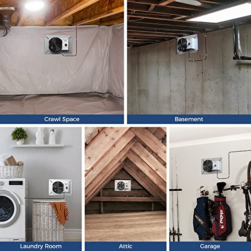 ALORAIR 260CFM Crawl Space Ventilator Fan with Humidistat & Thermostat | 6.7 Inch Basement Vent Fan with Freeze Protection, IP-55 Rated Isolation Mesh for Crawlspace, Garage, Attic, Exhaust - size: Small