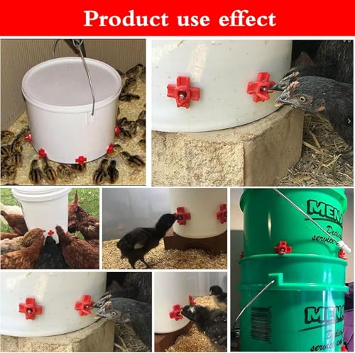 40 Pcs Horizontal Chicken Waterer Nipples with Drill Bits, Leakproof Poultry Watering System for Chicken Coop, Durable ABS Plastic & Stainless Steel, Water Saving Design for Outdoor Use