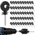 50 Pcs Black Electric Fence Insulator Screw-in Insulator Fence Ring Post Wood Post Insulator and 1 Pc Free Insulator Socket Tool (Grid System Accessories for Animal Husbandry Electronic)