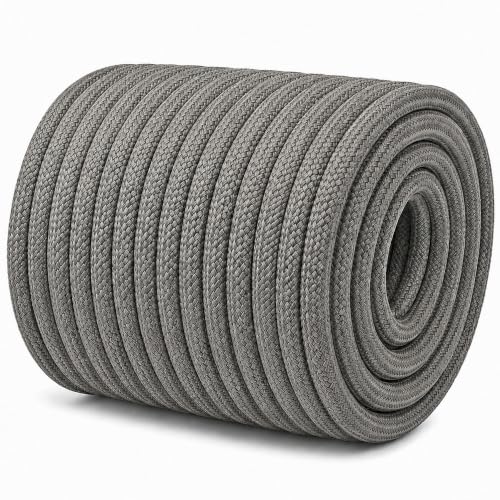 Braided Polyester Arborist Rope (3/8 inch X 100 feet) High Strength Bull Rope for Tree Work Truck Securing Camping Swing, Gray - color: Gray