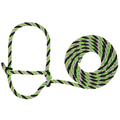 Weaver Livestock Braided Poly Rope Cattle Halter, Adjustable, Modern Style Cow Calf Halter, Livestock Handling Equipment for Showing, Blue/Black/Gray