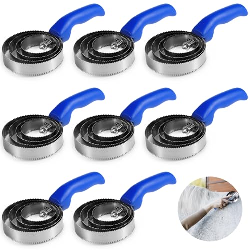 8 pack Reversible Stainless Steel Curry Comb, 4-Ring Metal Curry Brushes with Soft Touch Grip, Horse Brush Scrapers with Comfortable Grip for Cow Sheep Pet Dog Goat Horse