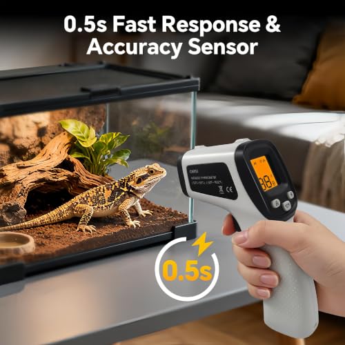 Infrared Thermometer Gun, Digital Laser Temperature Gun -58°F to 1022°F, Adjustable Emissivity, LCD Backlight, MAX/MIN Display, Non-Contact Thermometer for Pizza Oven, BBQ, HVAC, Griddle - color: Gray