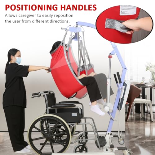 EZ Assistive Patient Lift Divided Leg Sling with Lower Back, Patient Lift Sling for Transfer and Positioning and Lifting, 500lb Weight Capacity - color: Red, size: Large-Pack of 1 pc