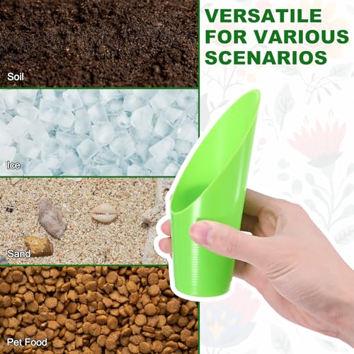 M METERXITY 6-Pack Bonsai Soil Scoops, Plastic Garden Soil Scoops Bucket Shovel Potting Scoopers for Transplanting/Flower Planting/Plant Succulent, Colorful Small Gardening Tools [Green] - color: Green