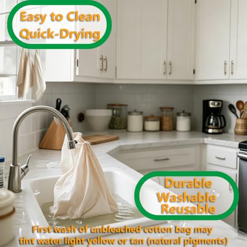 Nut Milk Bag,Cheese Cloths Bag for Straining,Unbleached Cotton Reusable Ultra-dense Cheesecloth Strainer Bag for Juicing Almond Oat Soy Milk Yogurt Butter Wine Cooking Jelly Turkey(3 pc,12"x 12")