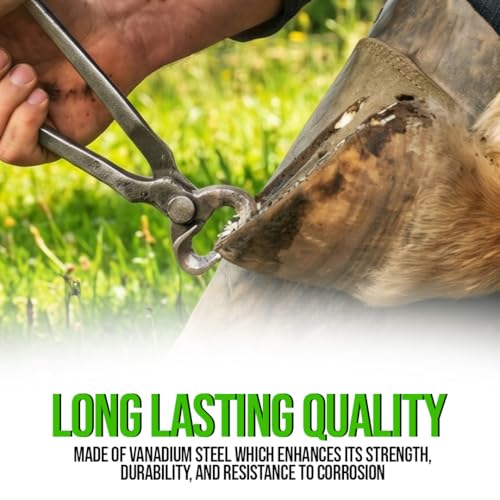 14-Inch Hoof Nipper - Premium Vanadium Steel Farrier Tool with Dull Finish for Precision Horse Hoof Trimming, Rust-Resistant, Ergonomic Grip, and Long-Lasting Durability