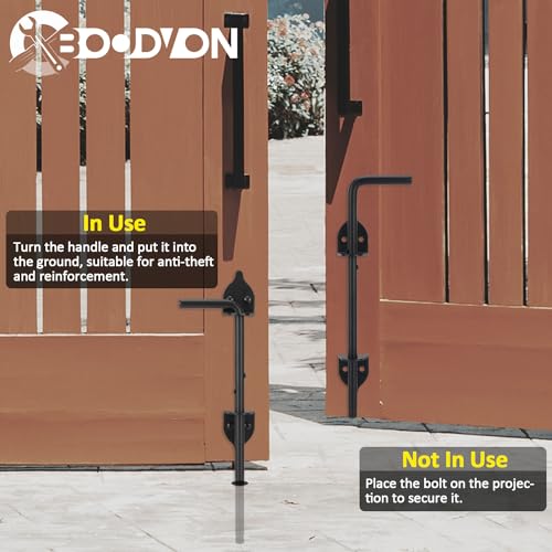 12 Inch Cane Bolt Gate Drop Rod Heavy Duty Gate Hardware, Gate Ground Latch for Wooden Fences, Metal Gates Doors Stopper for Gate Ground, Wrought Iron Gate Latches, Black Finish(1 Pack) - size: 12 Inch
