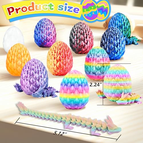 Impossmaker 12pcs 3D Printed Dragon Eggs, Prefilled Easter Dragon Egg with Dragon Toy, Easter Basket Stuffer, Goodie Bag Fillers, Easter Egg Hunt, Unique Easter Basket Gifts for Kids - style: 12P-S2