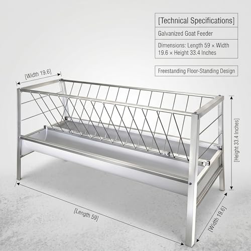 Hay Feeder, Goat Sheep Cattle Feeder, Livestock Hay Rack, Heavy Duty Livestock Feeder with Anti-Waste Grid, Dual-Compartment Metal Farm Feeding Trough for Outdoor Use