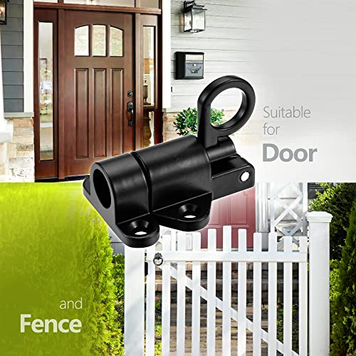 4 Packs Self-Closing Spring Latch Door Spring Bolt Locks Black | Small Spring Loaded Gate Latch Barrel Slide Bolt for Animal Coop Cage Pool Fence Window Attic Hatch Cupboard