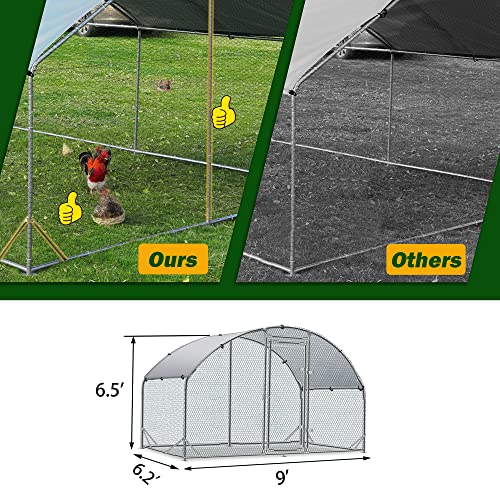TOLEAD Large Metal Chicken Coop Upgrade Tri-Supporting Wire Mesh Chicken Run,Chicken Pen Walk in with Water-Resident and Anti-UV Cover,Duck Rabbit House Outdoor（78.1" L x 108" W x 78" H） - size: 78.1"L x 108.0"W x 78.0"H