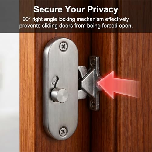 KAFENDA Sliding barn Door Lock,90-Degree Right-Angle Barn Door Latch Lock | Slide Locks for Interior Doors, 90-Degree Moving Door Right-Angle Buckle,smooth knob control, keyless operation, Privacy Lock