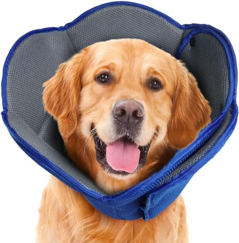 Soft Dog Cone for Large Dogs,Adjustable Dogs Recovery Collar | Protective Elizabethan Cones,E Collar Alternative to Stop Licking,Comfortable Dog Cones,Blue,L - color: Blue, size: L(Neck Girth:13.39"-17.32")