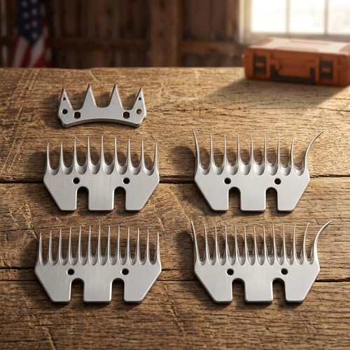 Sheep Shears Replacement Blades fit for Oster/Heiniger/GDJOB/BEETRO/Dragro/TAKEKIT Shearing Wool Clipper for Grooming Goats, Lambs, Llamas, Alpacas, Horse, Stainless Steel 13-Tooth & 9-Tooth, 2 Pack
