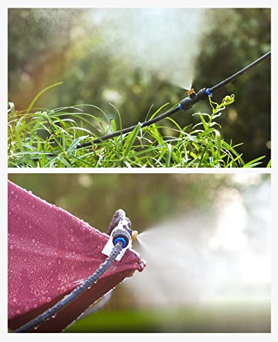 Automatic Misting Cooling System with Timer, 91.8FT Misting Line | 24 Brass Nozzles, 3/4" Brass Adapter, For Patio Misting, Grenhouse Watering & Chicken Coop Cooling - size: 91.8FT / 28M