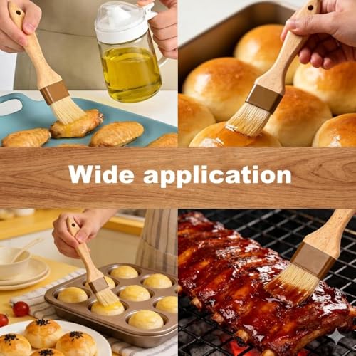 2 Pcs Boar Bristle Pastry Brush, Basting Brush, Beech Wood Handle | 1 inch & 1.5 inch, sauce, cooking, food, butter, egg wash, BBQ, baking, 660F heat resistant, easy clean