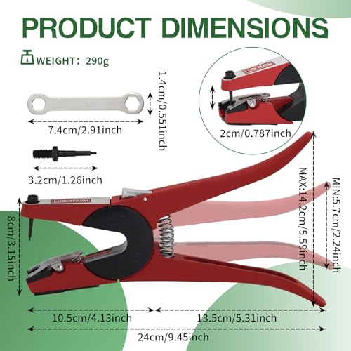 Livestock Ear Tag Pliers Animal Universal Ear Tagger Tool with Spare Pins | Cattle Ear Tagger Farm Use Tool Livestock Management Durable Ear Tag Applicator for Cattle , Goats, Sheep, Pigs