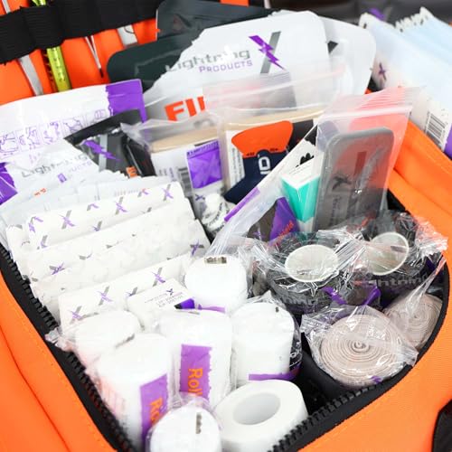 Lightning X Value Compact Medic First Responder EMS/EMT Stocked Trauma Bag w/Basic Fill Kit A - Orange - color: Orange