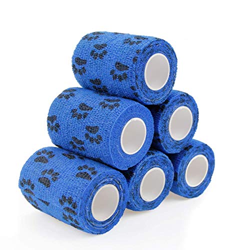 Vet Wrap Cohesive Bandages Bulk Self Adhesive Bandage Wrap Self Adherent Wrap Non-Woven for Dogs Pet Animals & Ankle Sprains & Swelling (3 Inch Blue Claw) - color: 3 Inch Blue Claw