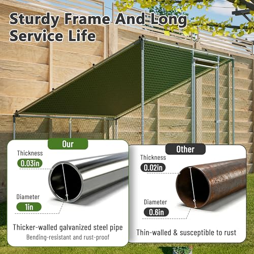 Metal Chicken Coop 7x6.6x6ft Walk-in Poultry Cage for 5-10 Chickens Chicken Run Hen Rabbit Duck House with Waterproof Cover for Outdoor Farm Use - size: 84.0"L x 79.2"W x 72.0"H