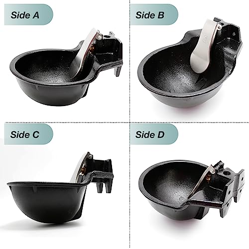 MDEOOSKY Extra Large Livestock Cast Iron Push-Paddle Automatic Horse Waterer with Accessories Livestock Water Trough 2.5L Heavy Duty Auto Drinking Metal Troughs for Horse Cattle Goat Pig Capacity