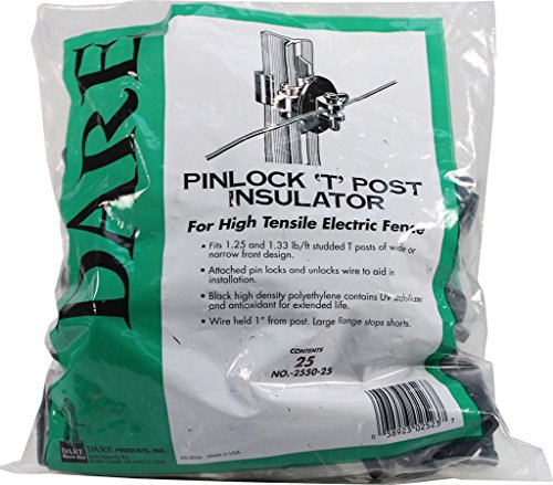 Dare Products 2550-25 831963 Pinlock Insulator for T-Posts, Black - size: Pack of 1