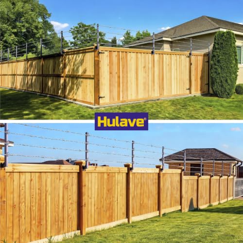 Hulave 8-Pack Fence Post Extender, High 23" Fence Barbed Wire Extend Arm, Used to add Height to Wood Fences for Privacy and to Prevent Animals from Jumping Away and Breaking in (Matte-Black) - size: Heigh-23in