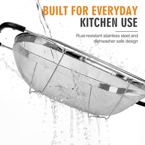 Palksky Over the Sink Colander, Stainless Steel Fine Mesh, 6 Quart 2 Pack | Expandable handles fit most sinks; fine mesh drains pasta, rice & produce - color: 6-Quart Over the Sink Colander 2 PCS