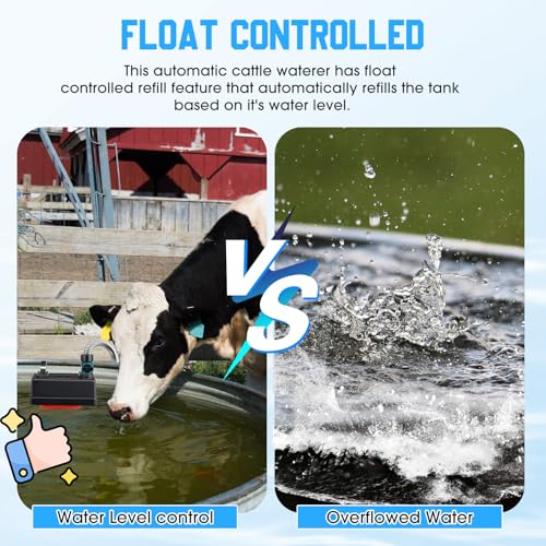 Threlaco 2 Set Water Tank Float Valve with 3/4" Hose Connector | Automatic Water Level Control Float Valve for Farm Livestock Horse Pool Aquariums Hydroponics and Livestock Waterer