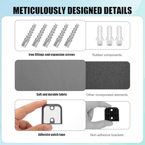 Retractable Baby Gate Replacement Parts Kit (Gray) | Extension Hardware Set with 2 Latches 2 Brackets & Screws for Baby Gate Wall Mounting