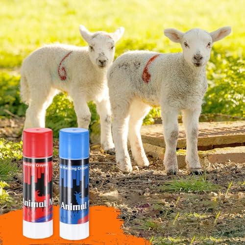 M METERXITY 6-Pack Livestock Marker, 11.6 Cm/4.6 Inches Large Animal Crayons for Pig/Cattle/Cow/Sheep Supplies, Farming Livestock Marking Crayons [Red/Blue] - color: Red/Blue
