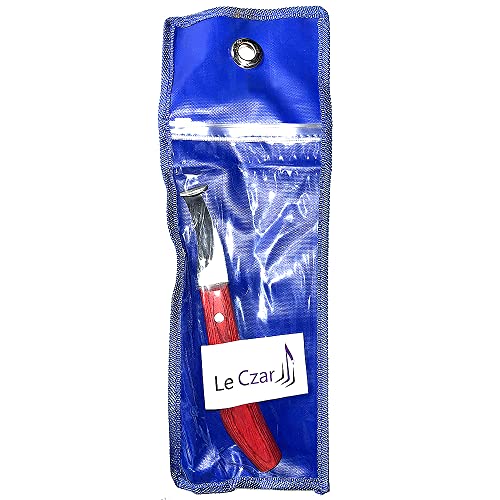 LeCzar Red-Handled Long Blade Hoof Knife with Rhino Hook for Right-Handed Use