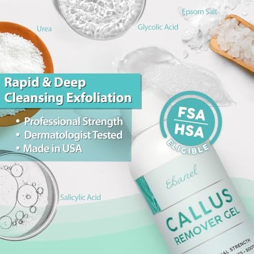 Ebanel Set of Salon Grade Callus Remover for Feet Gel + 40% Urea Foot Cream | Dry Cracked Heel Repair with Salicylic Acid, Epsom Salt, Helps Soften and Smooth Calluses and Rough Skin for Baby-Soft Feet - size: 13.1 Ounce (Pack of 1)