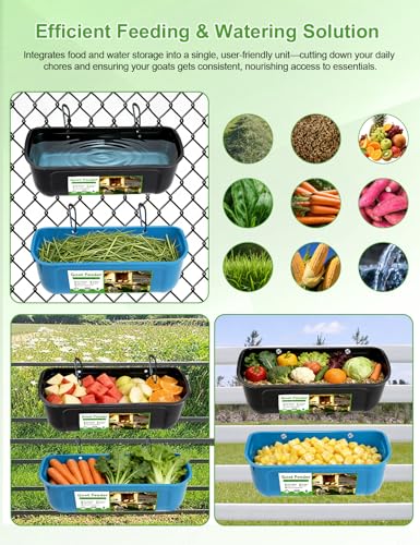 Goat Feeder Trough Hanging for Attach to Fence Holds a lot of Food|Pack of 4,Heavy Duty Miscellaneous Feeders Perfect for Black Goat,Cattle,Horses,Calves,Pig and More Livestock