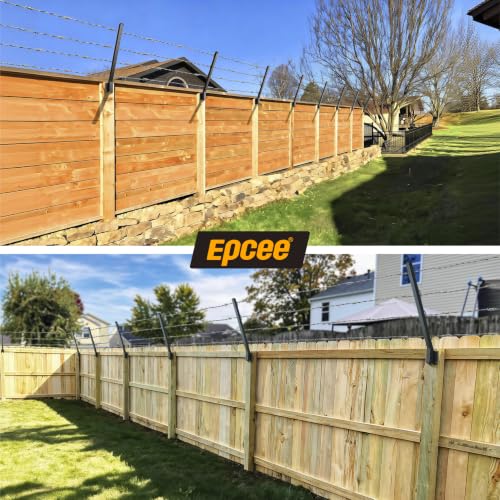 8-Pack Angle 25° Fence Post Extender, 23.5" Fence Barbed Wire Extend Arm，for Outdoor Fences to Increase Height, Protect Privacy and Pets Jumping Off (8, 23.5in-25°Angles - Wood Post) - size: 23.5in-25°Angles - Wood Post