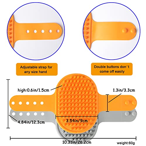 Dog Grooming Brush, Pet Shampoo Bath Brush Shedding Soothing Massage Rubber Comb with Adjustable Ring Handle for Long Short Haired Dogs and Cats 2pcs - color: Gray & Orange