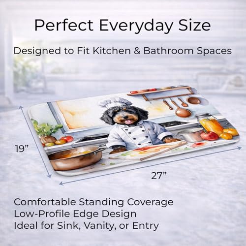 Caroline's Treasures Bernedoodle The Chef Memory Foam Kitchen Mat Machine Washable Anti-Fatigue Mat Cushion Comfort Bath Mat or Kitchen Rug - color: Bernedoodle 6205