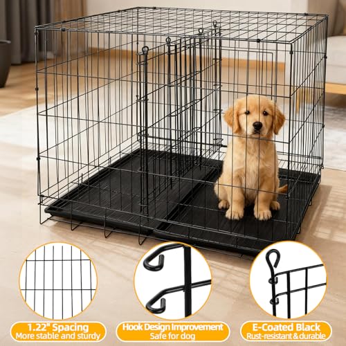 Dog Crate Divider Panel 2-Pack, 20.5" H Kennel Divider | Adjusts 15.7"-30.7" Width, Fits 30"-36" Wire Cages, Rust-Resistant Metal Structure, Potty Training for Puppies - size: 20.47"H