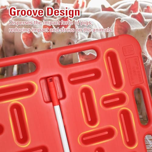 Livestock Sorting Panel with Sorting Paddle | Animal Guide Panel for Pig ,Cattle, Goat, Red,38Lx30Wx1.38H inch