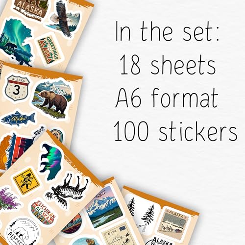 100Pcs Alaska Stickers and Decals for Water Bottle, Laptop - Alaska Party Supplies & Dacorations - Gift for Women & Men - color: Alaska Stickers