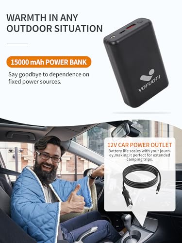 Wearable Heated Blanket,12V Cordless 15000 mAh,3 Heating Set | Cordless heating pad design,Battery Operated,Sherpa Lining,Heated Shawl Throw Blanket for Car,Camping,Backpacking,Hiking - color: Navy Blue