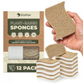 Plant-Based Kitchen Sponges (12 Pack) | USDA Biobased Certified | FSC & PETA Approved | Natural Cellulose & Coconut Scrubber Sponge | S-Shaped Design | Eco-Friendly, Non-Scratch, Non-Toxic & Vegan - size: 12 Pack