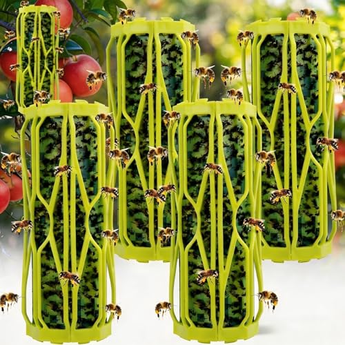 4 Pack Wasp Trap Outdoor Hanging Carpenter Bee Traps for Outside, Fly Wasp Catcher Fly Trap Indoor Killer Hunter for Hornet, Gnat, Mosquito, Flying Insect