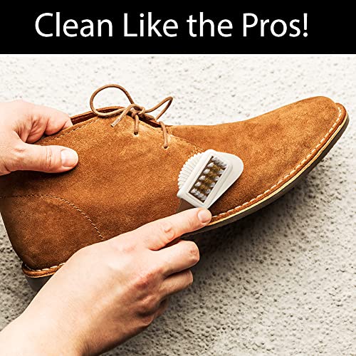 Suede Brush & Nubuck Cleaner – 4-Way Suede Cleaning Brush for Shoes | Suede Shoe Brush & Suede Cleaner — Rubber Bristles, Welts, Nylon/Brass Lift Dirt from Shoes, Boots, Bags & Purses - size: 1 - Original Suede Brush