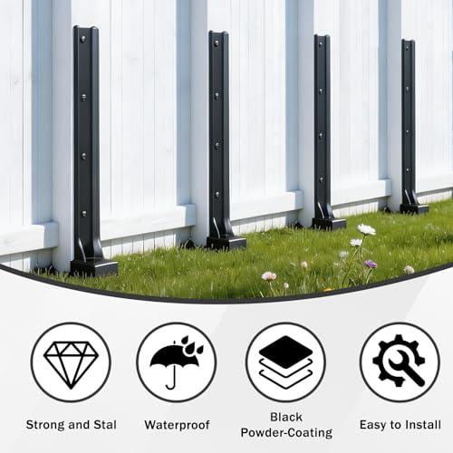 4 Pcs 30" Tall Fence Post Repair Kit | Heavy-Duty Serrated Design Fence Post Repair Piles, specifically designed to repair tilted/broken/ wobbly wooden fences